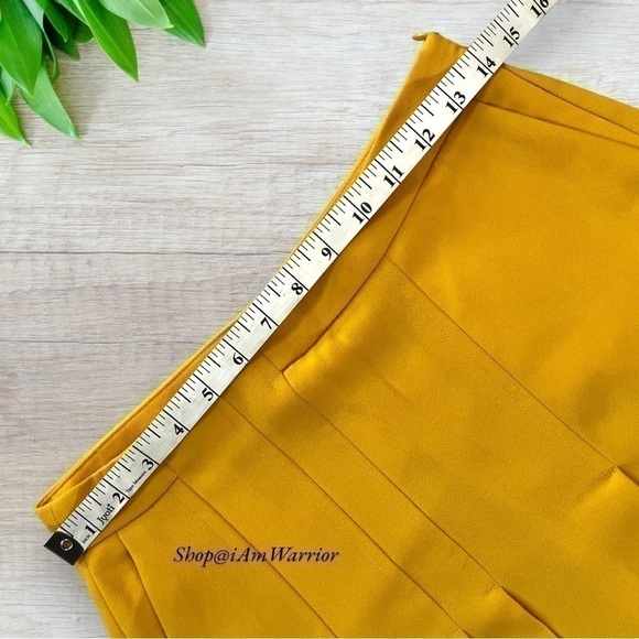 Zara RARE bright yellow pleated highrise cropped wide leg pants *shop@iamwarrior - Picture 8 of 13